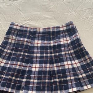 H&M Navy Blue and White Plaid Mini Skirt